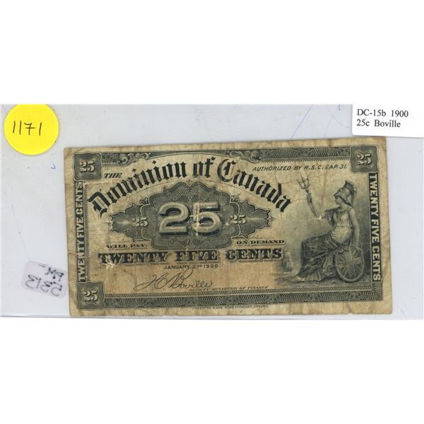 1900 Dominion of Canada 25 Cents Shinplaster