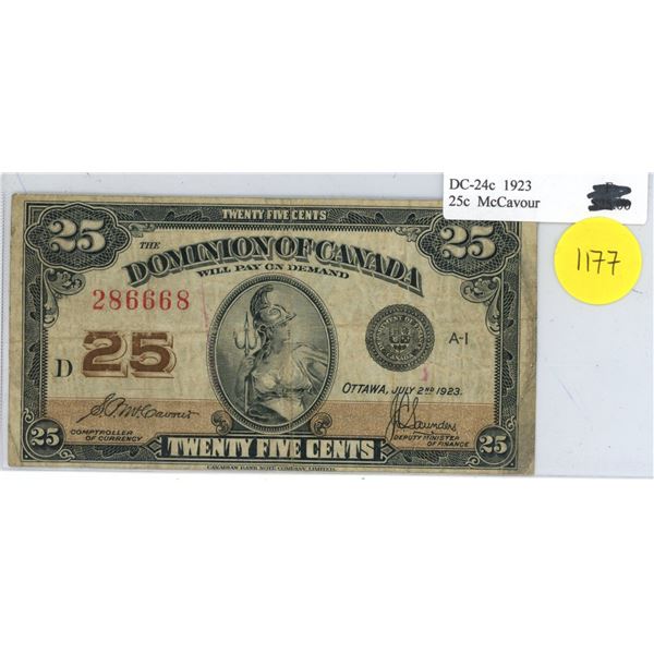 1923 Dominion of Canada 25 Cents Shinplaster