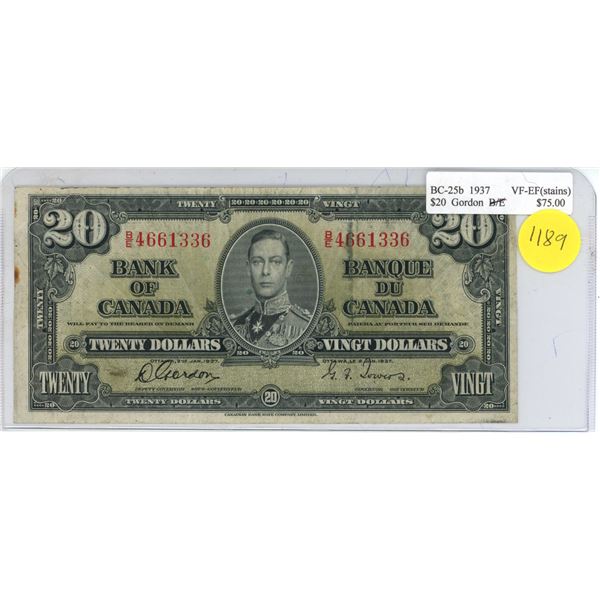1937 Bank of Canada 20 Dollar