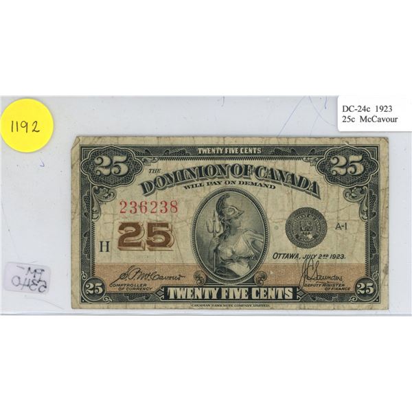 1900 Dominion of Canada 25 Cents Shinplaster