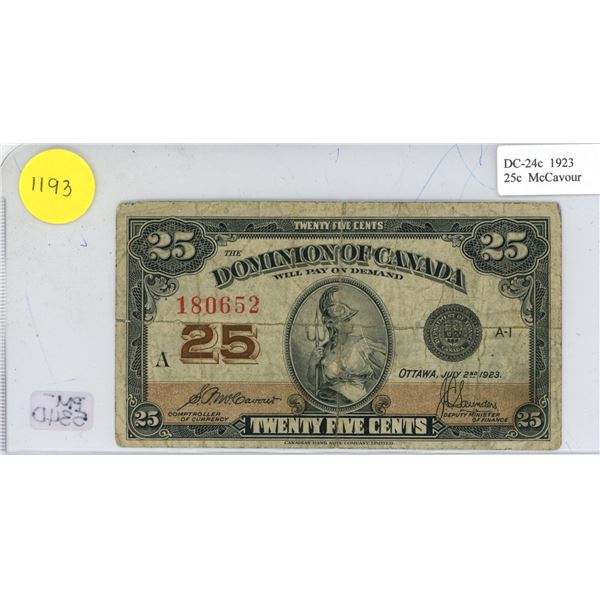 1900 Dominion of Canada 25 Cents Shinplaster