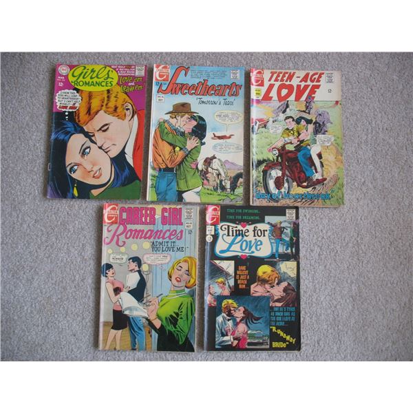 VINTAGE COMIC BOOKS - LOT of 5 - TEEN AGE GIRL ROMANCE