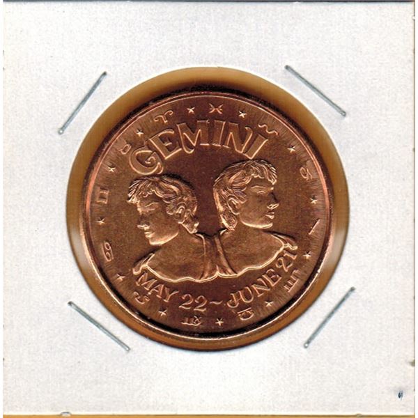 1 OUNCE COPPER -  .999 FINE - ZODIAC - GEMINI