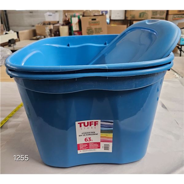 (2) Tuff 63L Storage Bins