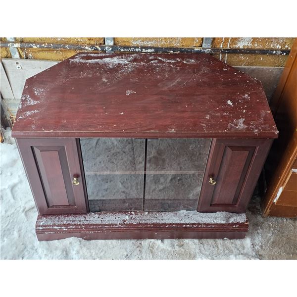 TV stand with glass doors- 36" by 18" by 24"H