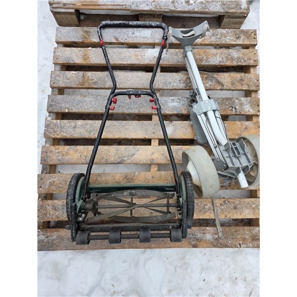Golf bag carrier and push mower