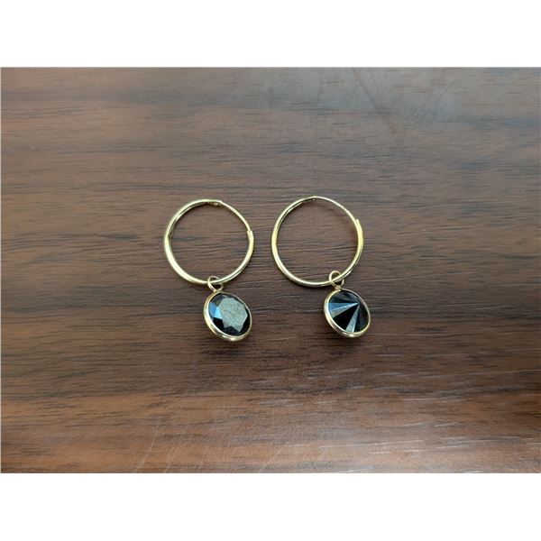 Black Diamond 14kt Gold Pair of Vintage Earrings W/ Possible Markings on Them