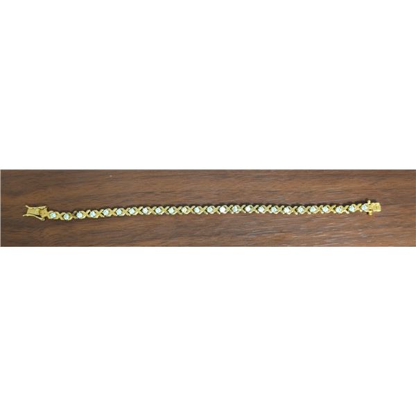 Sterling Silver Gold Coloured X Patterned Bracelet w/ Possible Marking On them
