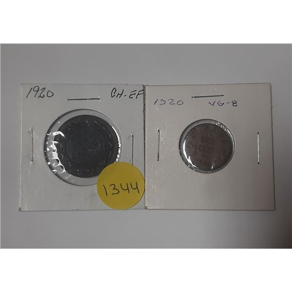 1920 Canadian Large and Small Cents.