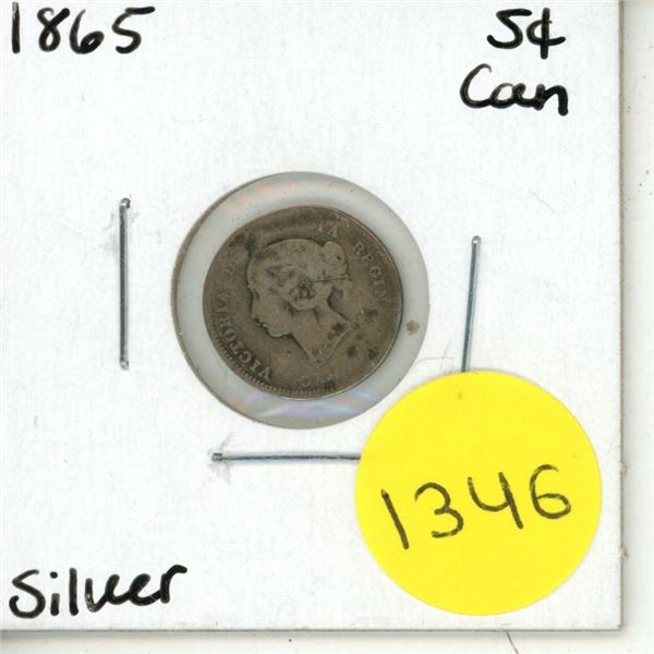 1865 Canadian Silver Small Five Cents