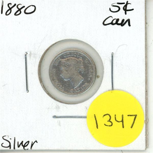 1880 Canadian Silver Small Five Cents
