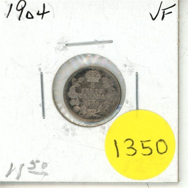 1904 Canadian Silver Small Five Cents