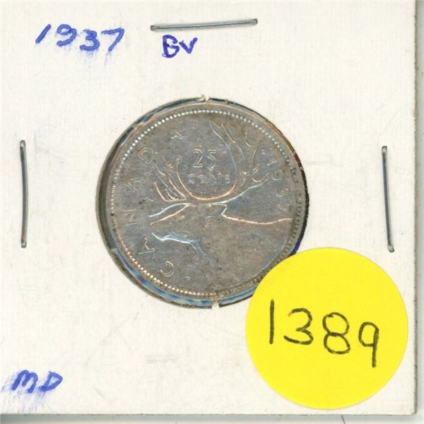 1937 Canadian Silver Twenty Five Cents