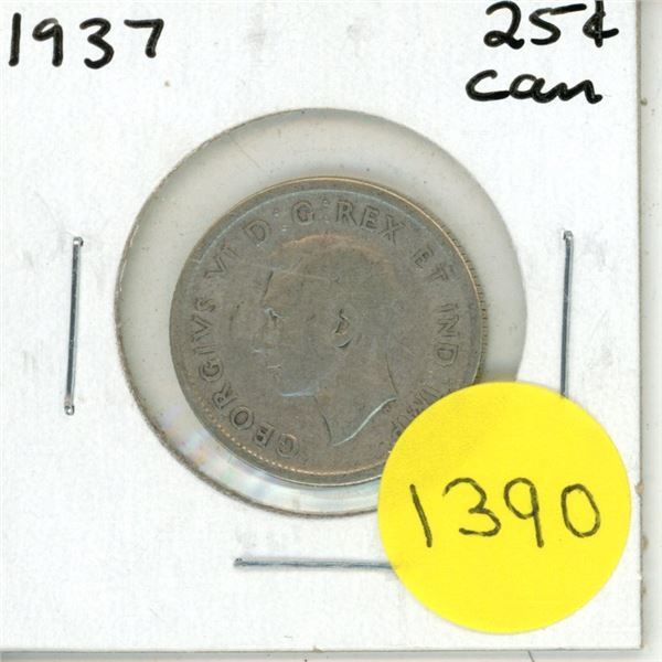 1937 Canadian Silver Twenty Five Cents