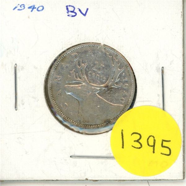 1940 Canadian Silver Twenty Five Cents