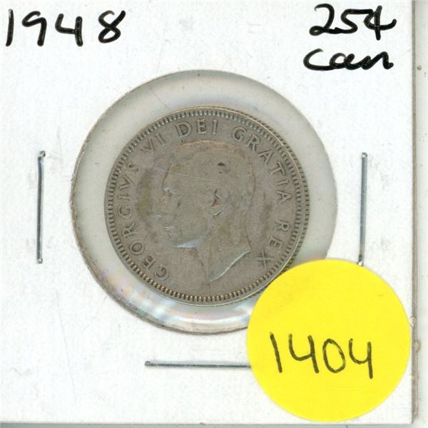 1948 Canadian Silver Twenty Five Cents