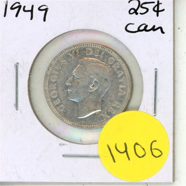1949 Canadian Silver Twenty Five Cents
