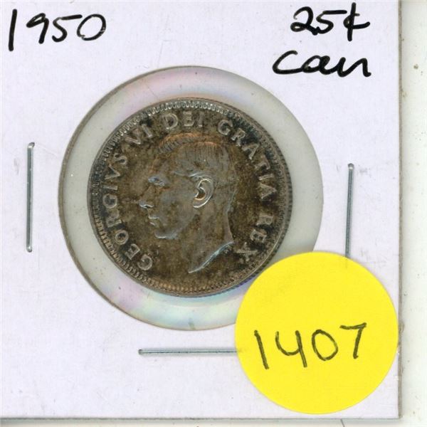 1950 Canadian Silver Twenty Five Cents
