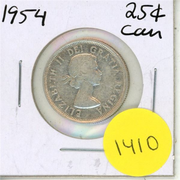 1954 Canadian Silver Twenty Five Cents