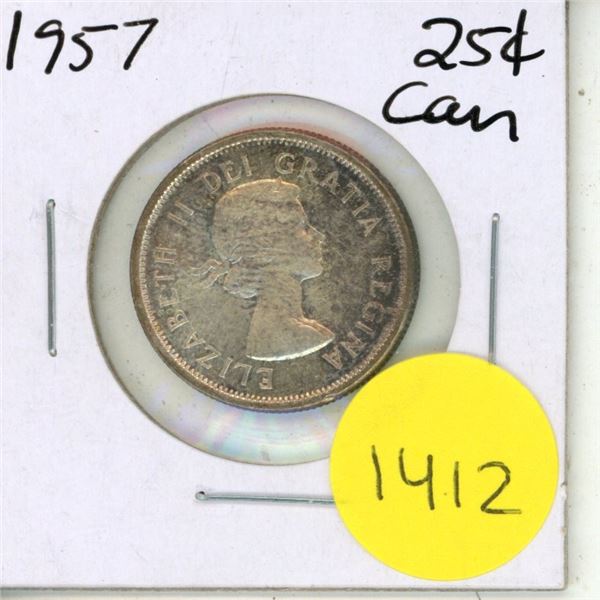 1957 Canadian Silver Twenty Five Cents