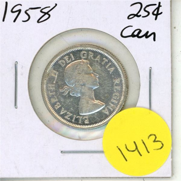1958 Canadian Silver Twenty Five Cents