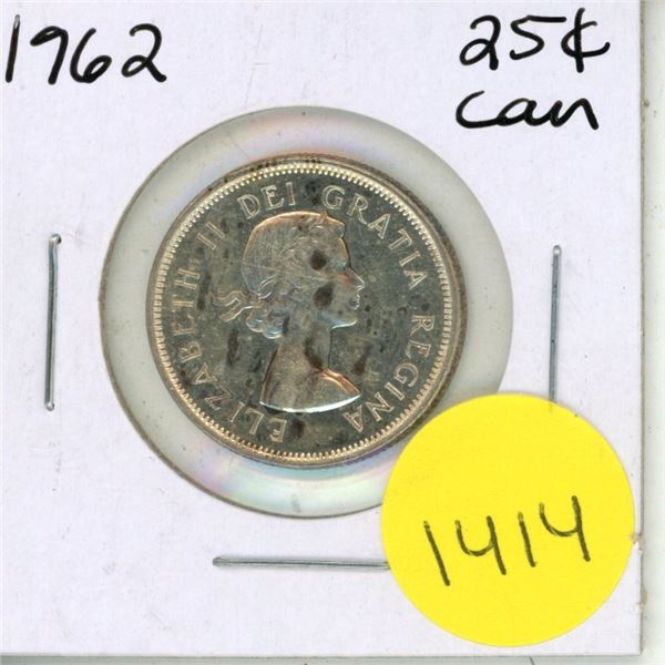 1962 Canadian Silver Twenty Five Cents