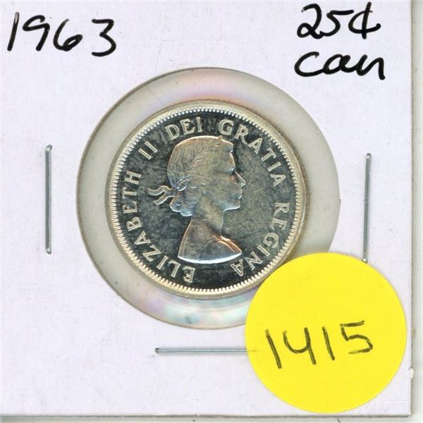 1963 Canadian Silver Twenty Five Cents