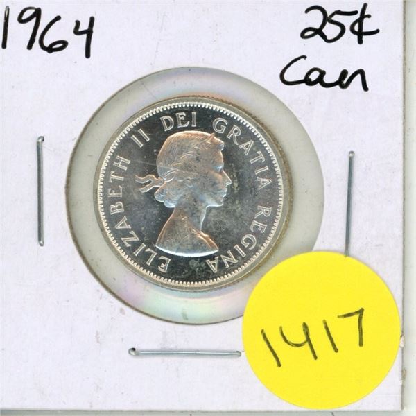 1964 Canadian Silver Twenty Five Cents