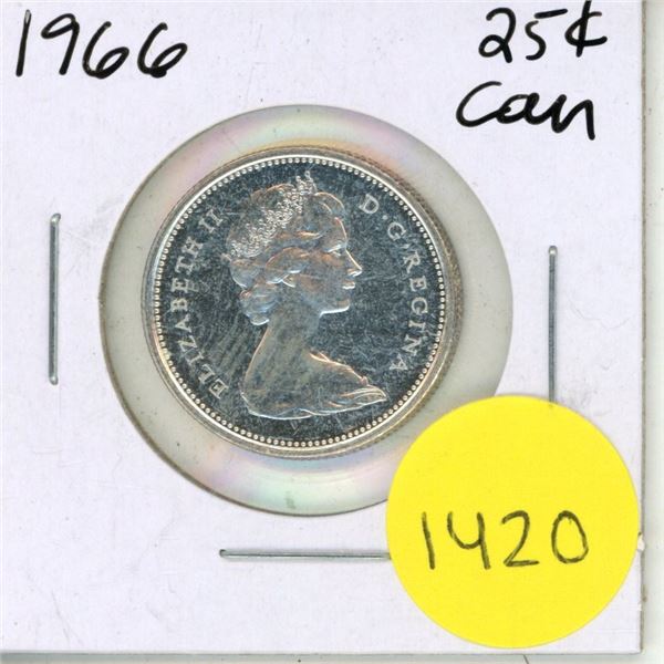 1966 Canadian Silver Twenty Five Cents