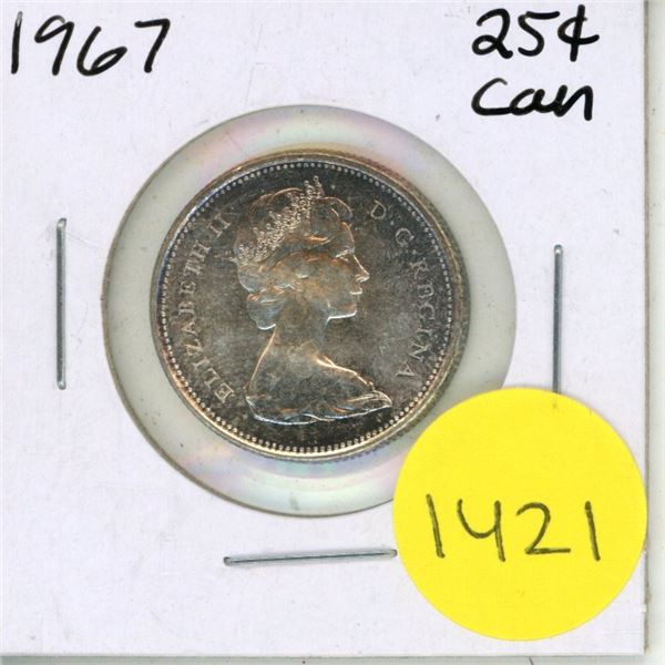 1967 Canadian Silver Twenty Five Cents - Toning