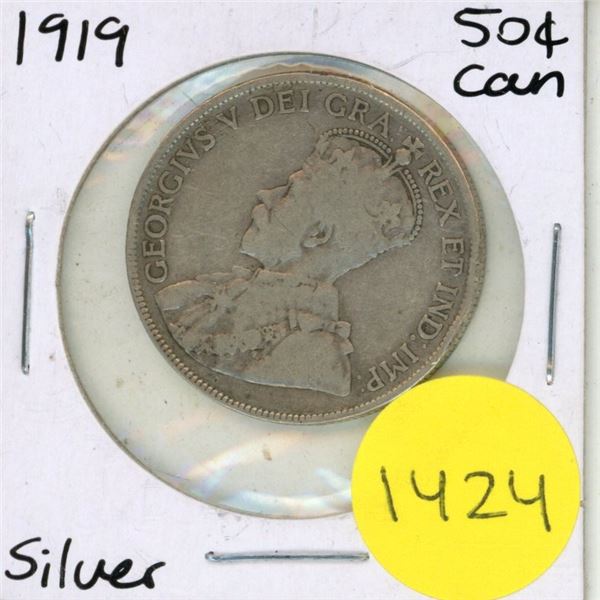 1919 Canadian Silver Fifty Cents