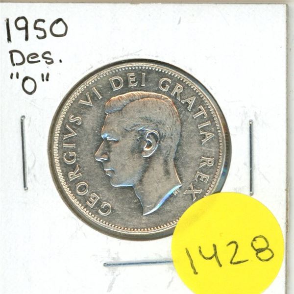 1950 Canadian Silver Fifty Cents - Des. O