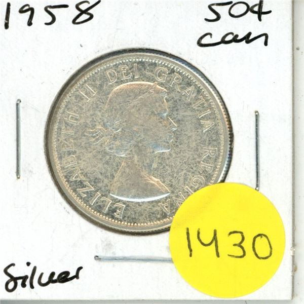 1958 Canadian Silver Fifty Cents