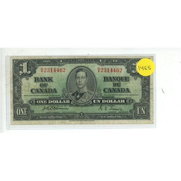 1937 Bank Of Canada One Dollar Note