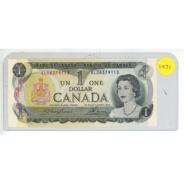 1973 UNC Bank Of Canada One Dollar Note