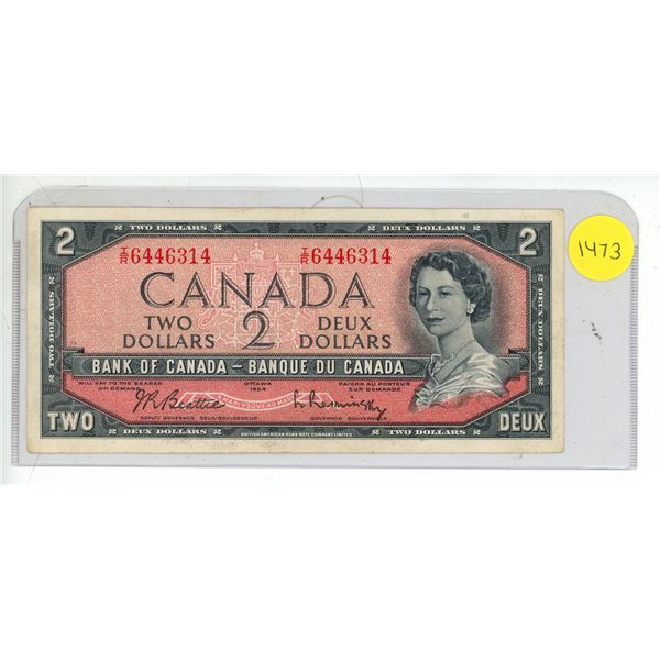 1954 Bank Of Canada Two Dollar Note