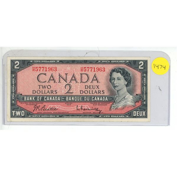 1954 Bank Of Canada Two Dollar Note