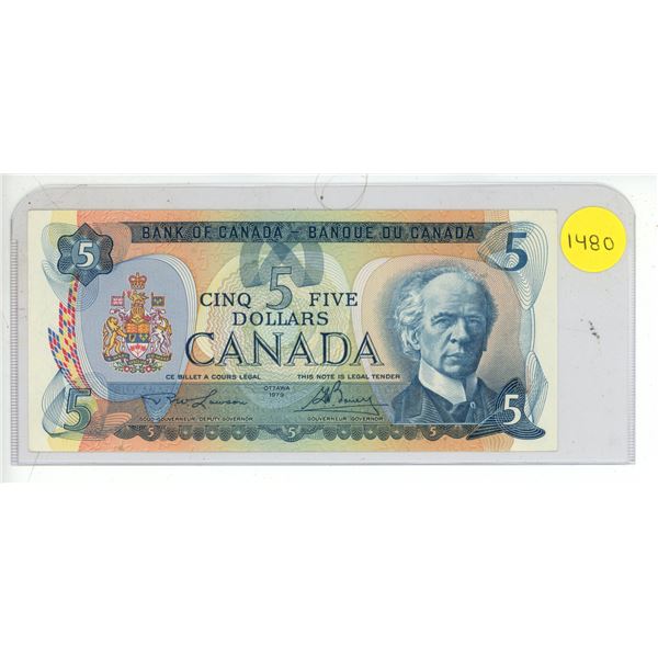 1979 UNC Bank Of Canada Five Dollar Note