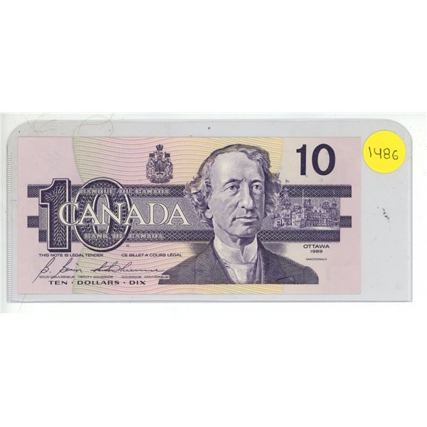 1989 UNC Bank Of Canada Ten Dollar Note