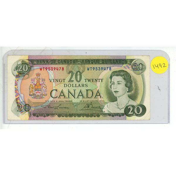 1969 UNC Bank Of Canada Twenty Dollar Note