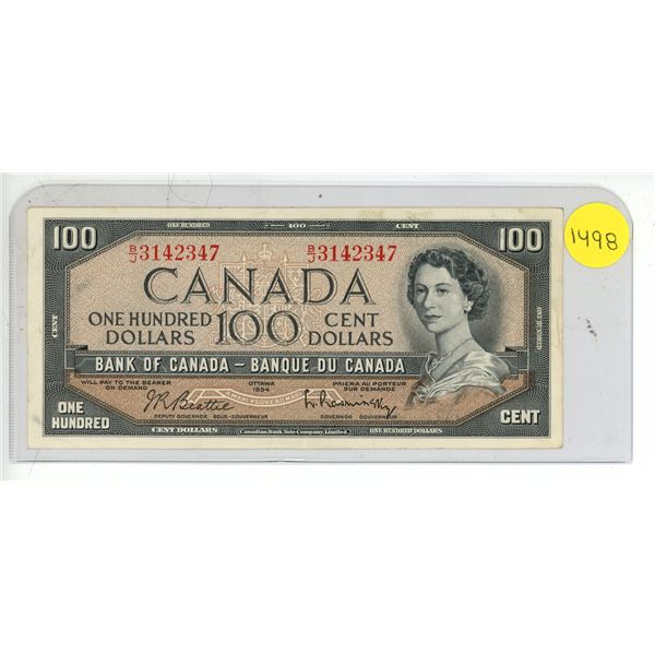 1954 Bank Of Canada One Hundred Dollar Note