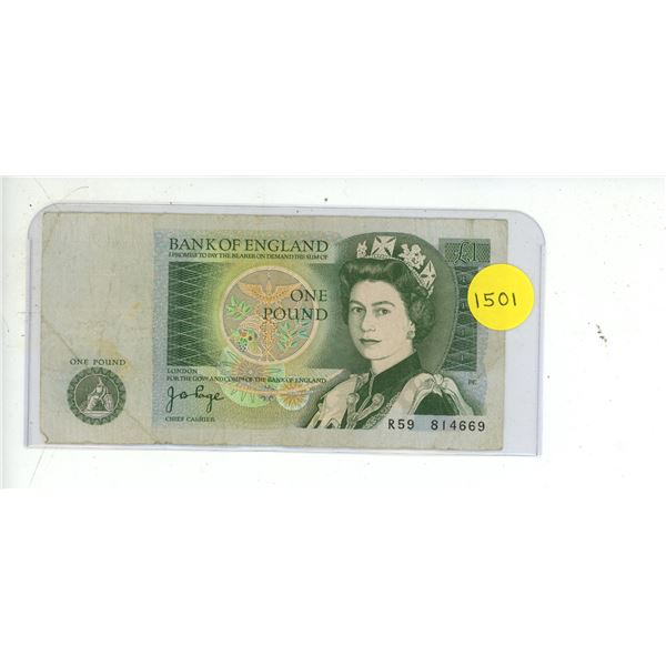 Bank Of England One Pound Note