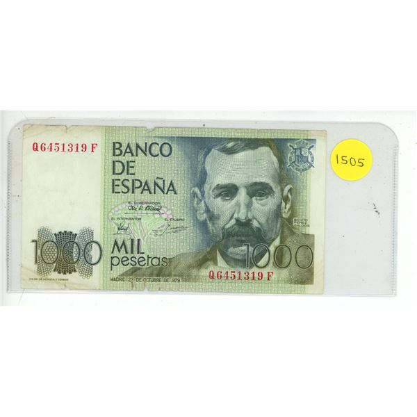 1979 Spain One Thousand Peseta Note