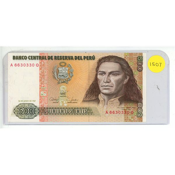 1987 Peru Five Hundred Quinientos Note