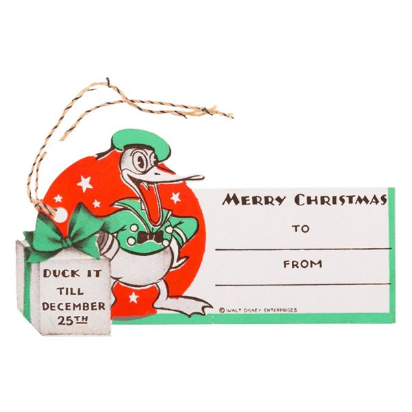 An Early Donald Duck Christmas Gift Tag.
