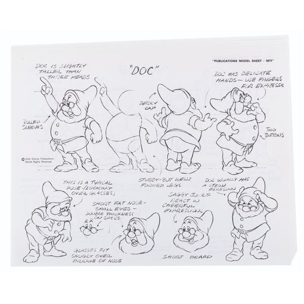 A Set of Seven Dwarfs Publication Model Sheets.