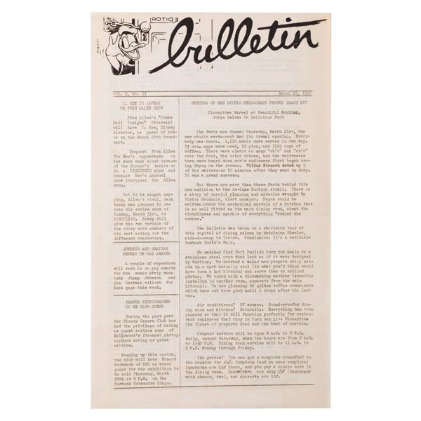 A March 1940 Walt Disney Studio Bulletin.