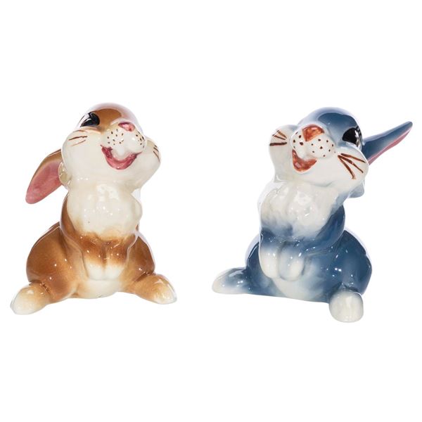 A Pair of Thumper and Miss Bunny Ceramic Figures.