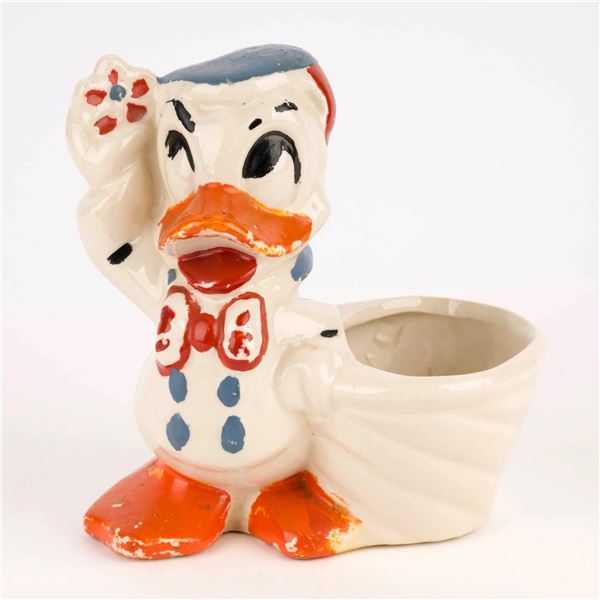 A 1940s Donald Duck Ceramic Planter by Leeds.