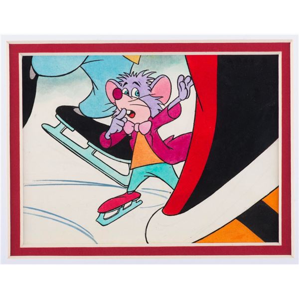 An "Alice in Wonderland" Dormouse Skating Painting.